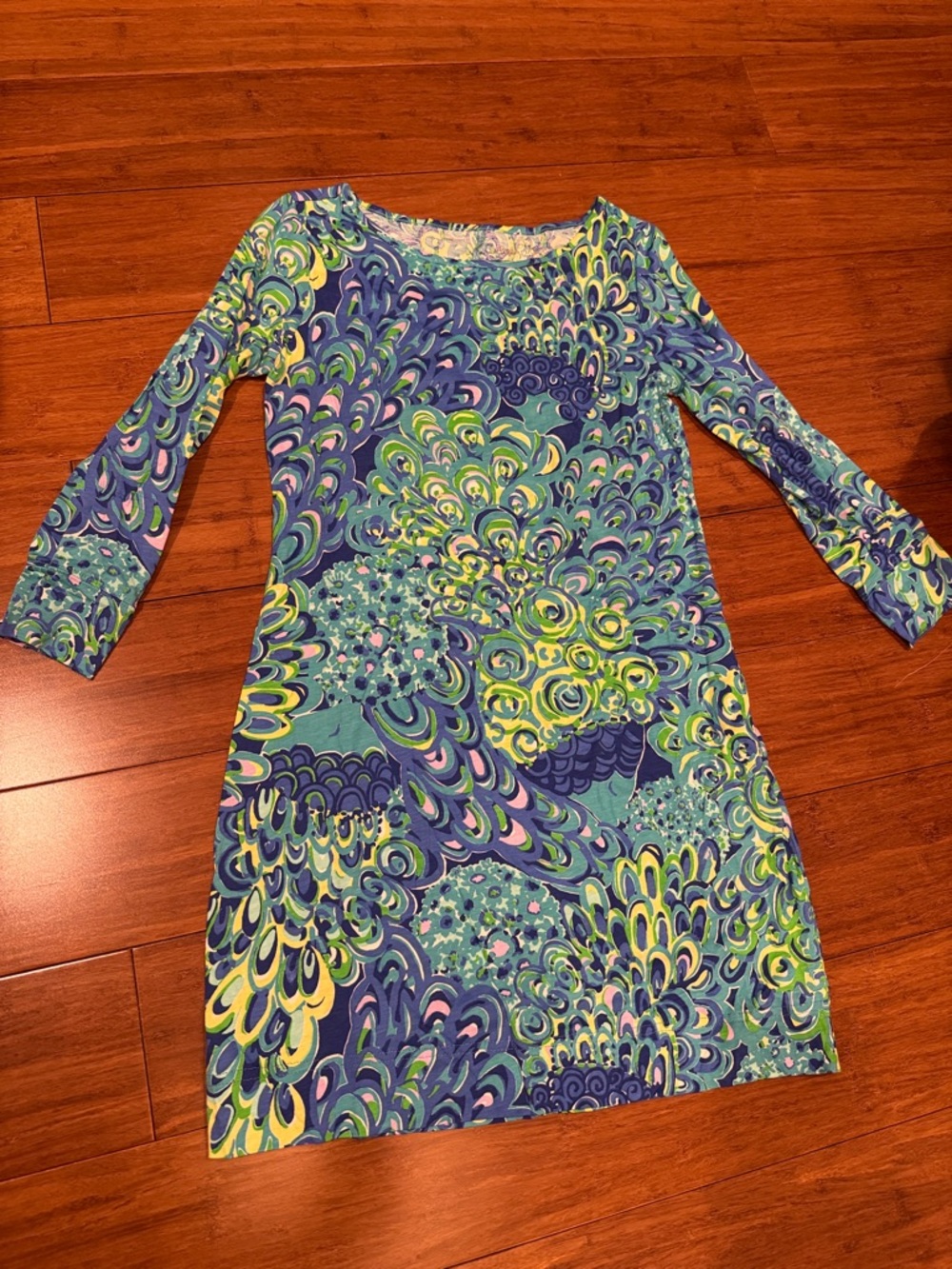 Lilly Pulitzer Blue Green Purple Floral-Print Shift Dress